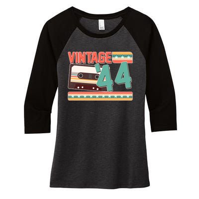 Vintage 1944 80th Birthday Cassette Tape Women's Tri-Blend 3/4-Sleeve Raglan Shirt