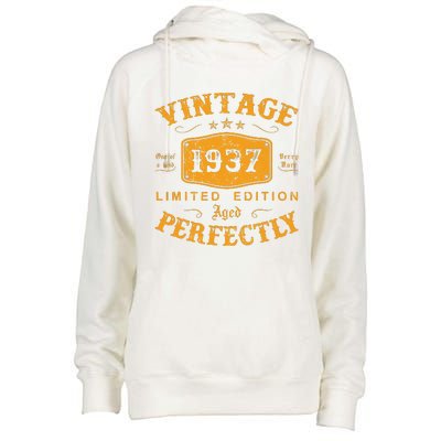 Vintage 1937 85 Birthday Gifts 85th Birthday Gifts Womens Funnel Neck Pullover Hood