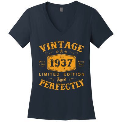 Vintage 1937 85 Birthday Gifts 85th Birthday Gifts Women's V-Neck T-Shirt