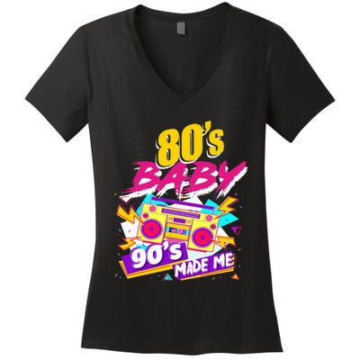 Vintage 1980s 80's Baby 90's Made Me Funny 80's Women's V-Neck T-Shirt