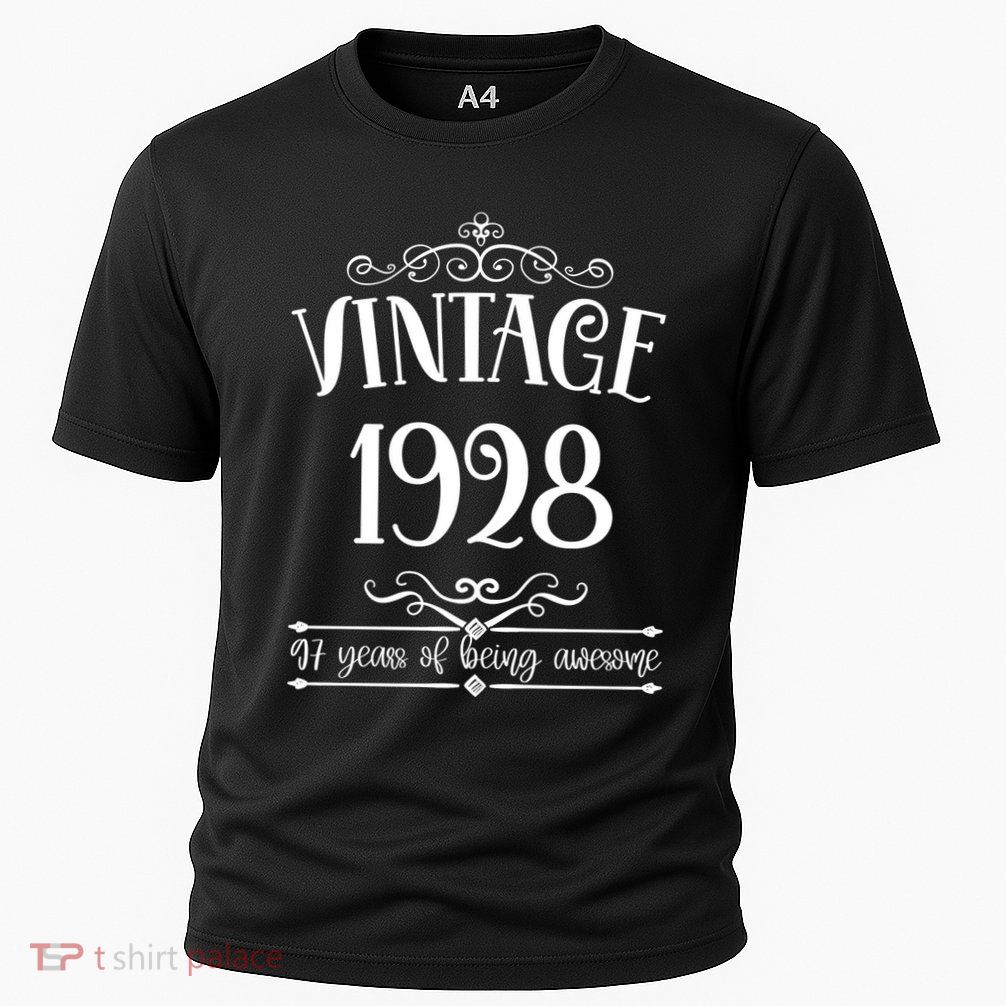 Vintage 1928 97 Years Of Being Awesome 97th Birthday Performance Shirt