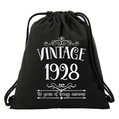 Vintage 1928 97 Years Of Being Awesome 97th Birthday Drawstring Bag