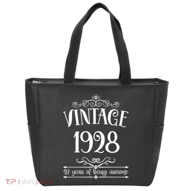 Vintage 1928 97 Years Of Being Awesome 97th Birthday Zip Tote Bag