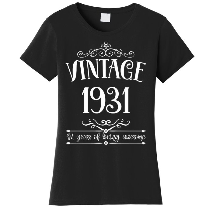 Vintage 1931 94 Years Of Being Awesome 94th Birthday Women's T-Shirt