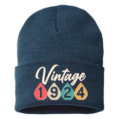 Vintage 1934 90th Birthday Retro Teardrop Design Sustainable Knit Beanie