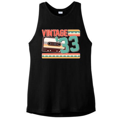 Vintage 1933 90th Birthday Cassette Tape Ladies PosiCharge Tri-Blend Wicking Tank