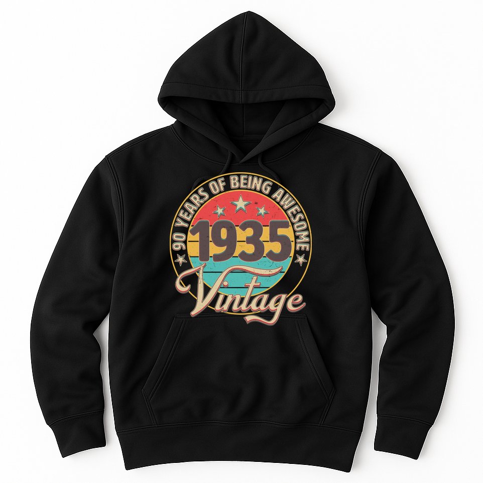 Vintage 1935 90 Years Of Being Awesome Hoodie