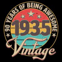 Vintage 1935 90 Years Of Being Awesome Womens T-Shirt