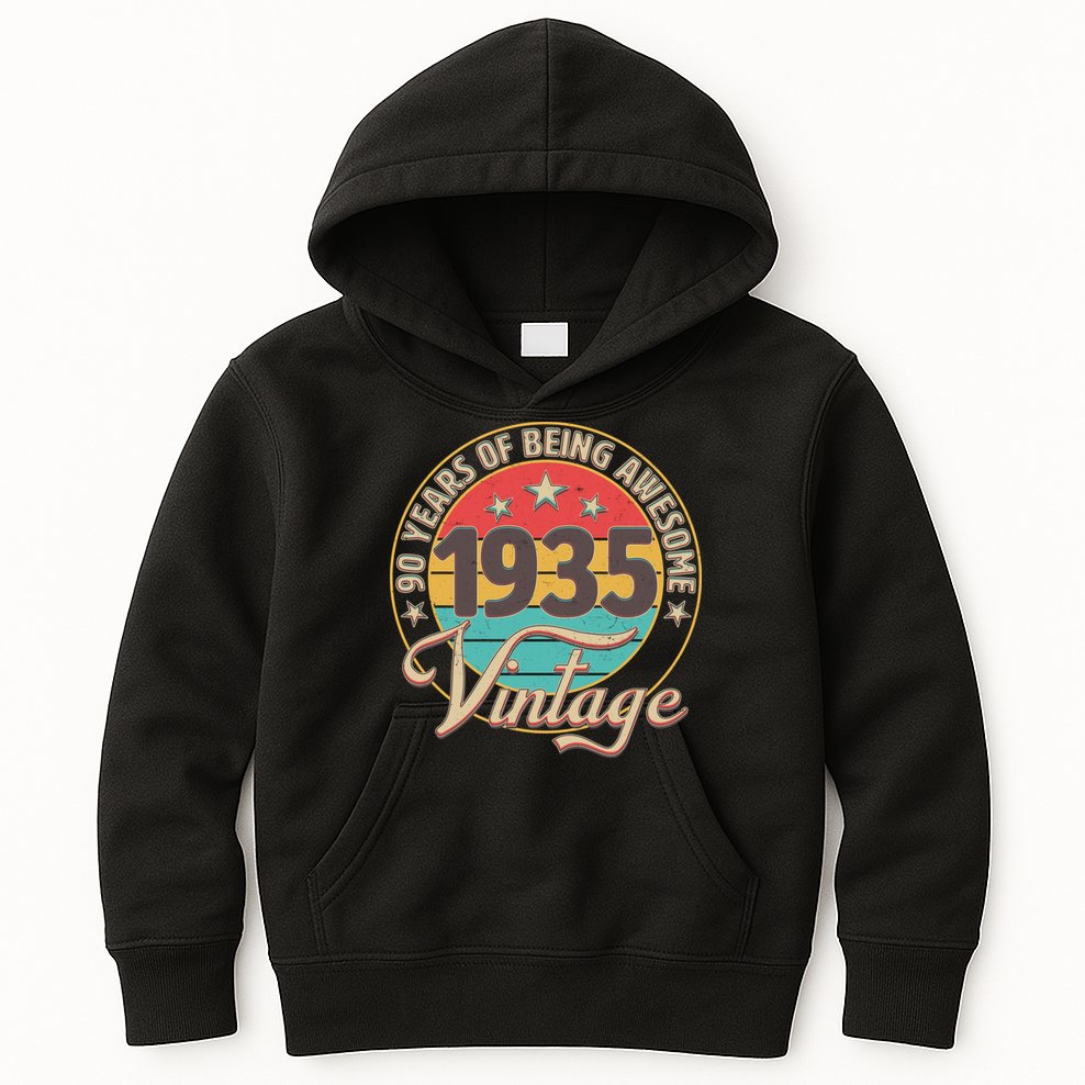 Vintage 1935 90 Years Of Being Awesome Kids Hoodie