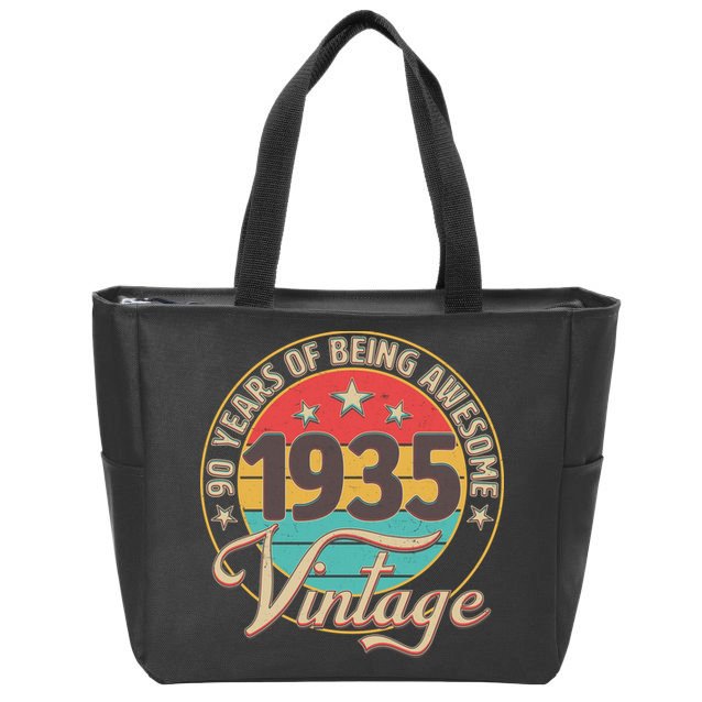 Vintage 1935 90 Years Of Being Awesome Zip Tote Bag