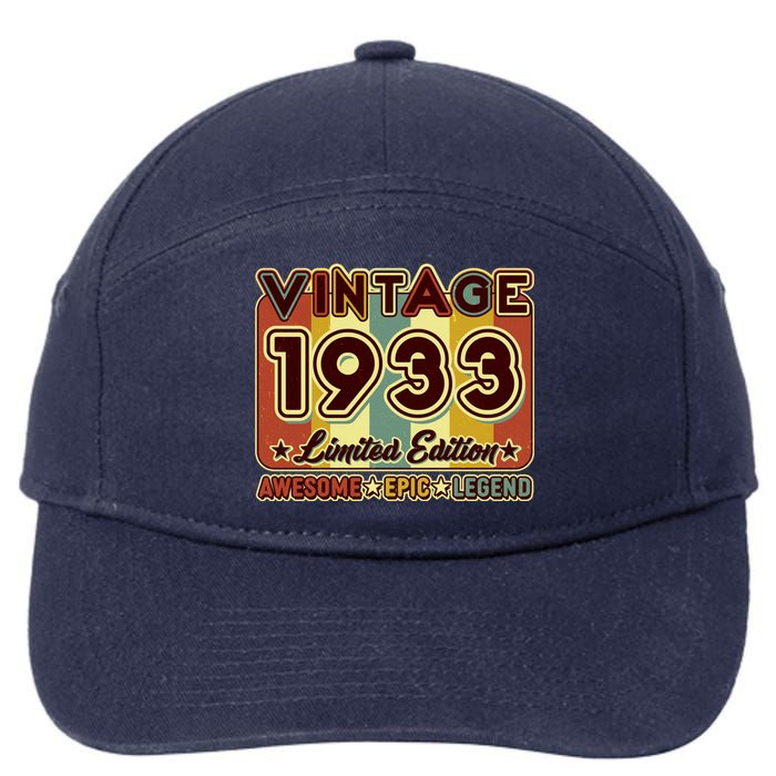 Vintage 1933 90th Birthday Limited Edition Awesome Epic Legend 7-Panel Snapback Hat