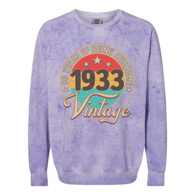 Vintage 1933 90 Years Of Being Awesome Colorblast Crewneck Sweatshirt