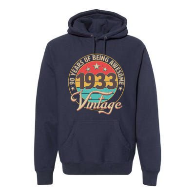 Vintage 1933 90 Years Of Being Awesome Premium Hoodie