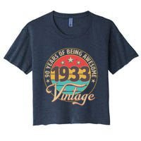 Vintage 1933 90 Years Of Being Awesome Women's Crop Top Tee