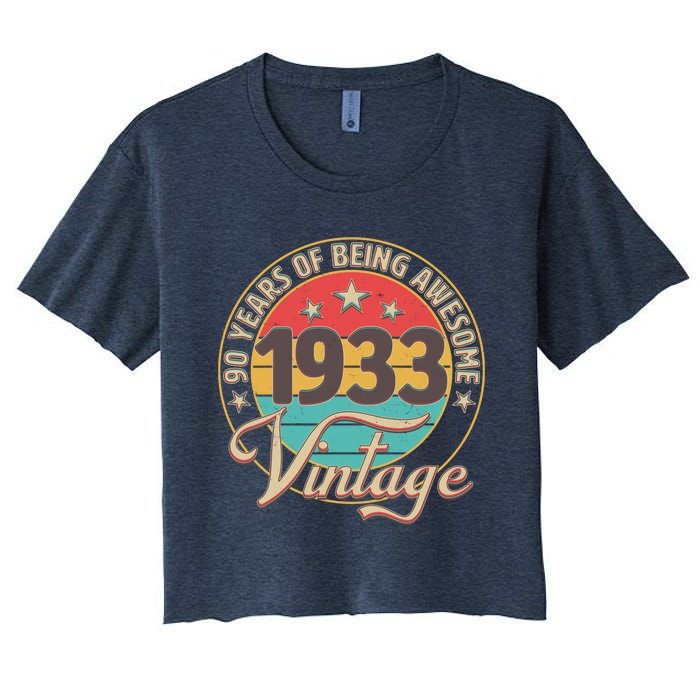 Vintage 1933 90 Years Of Being Awesome Women's Crop Top Tee