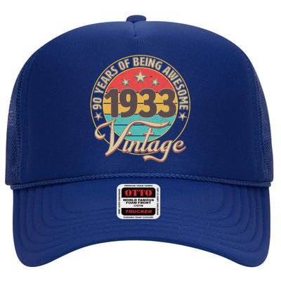 Vintage 1933 90 Years Of Being Awesome High Crown Mesh Back Trucker Hat