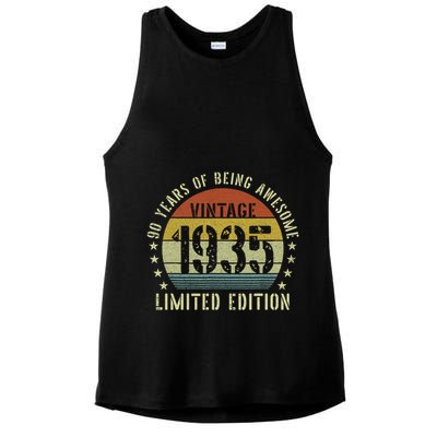 Vintage 1935 90th Birthday Gifts 90 Year Old Ladies PosiCharge Tri-Blend Wicking Tank