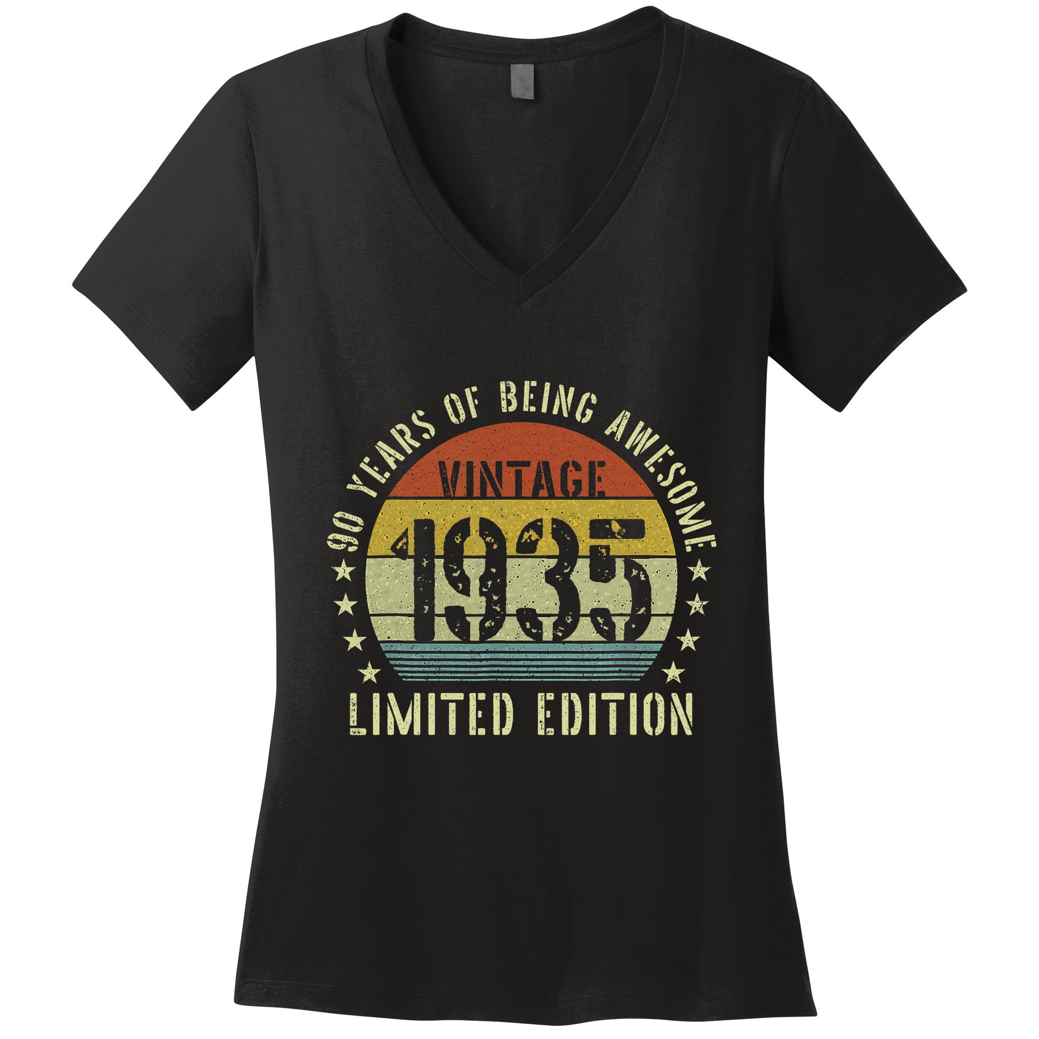 Vintage 1935 90th Birthday Gifts 90 Year Old Women's V-Neck T-Shirt