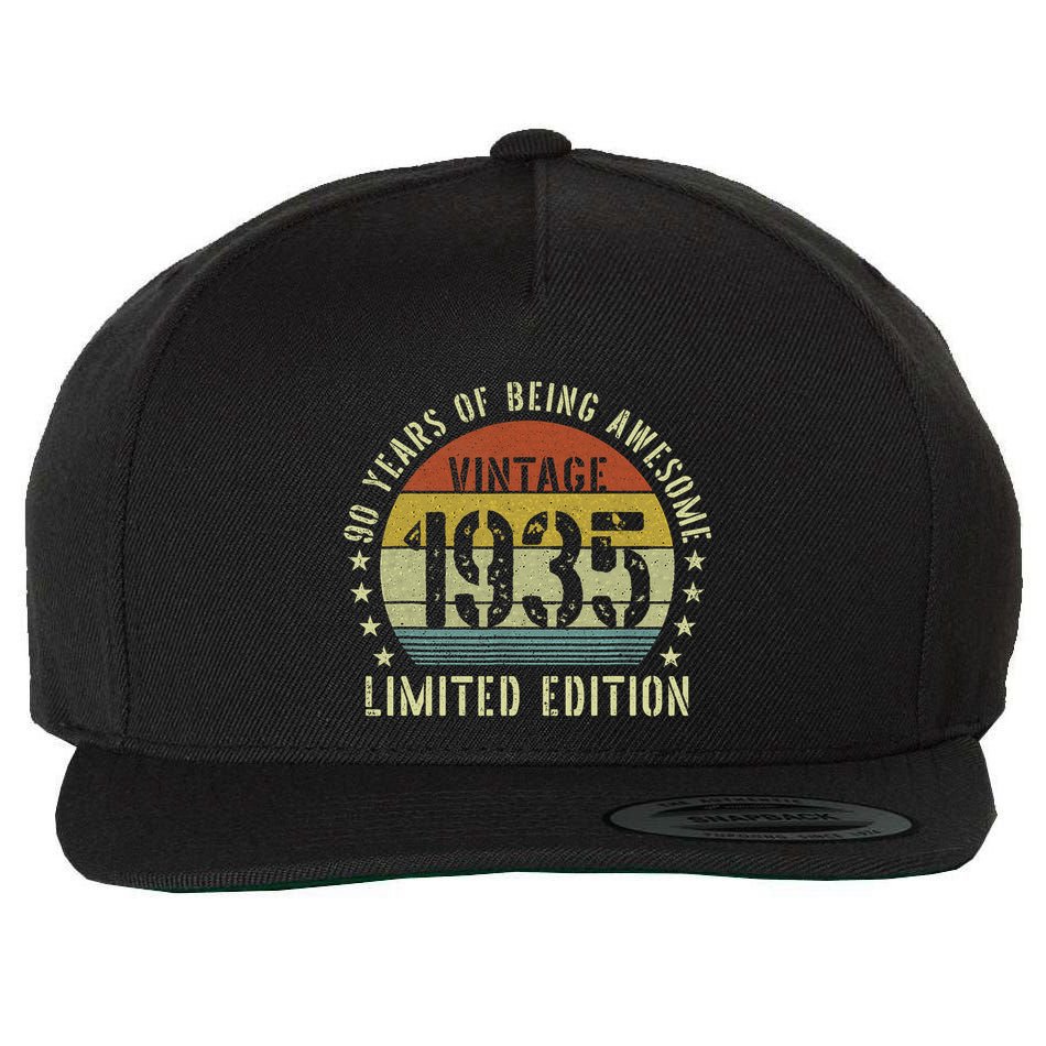 Vintage 1935 90th Birthday Gifts 90 Year Old Wool Snapback Cap