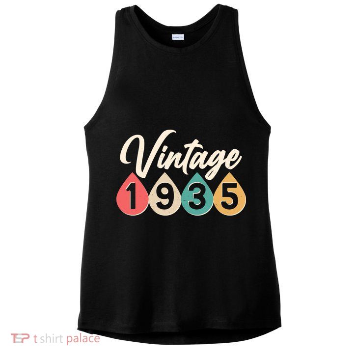 Vintage 1935 90th Birthday Retro Teardrop Design Ladies PosiCharge Tri-Blend Wicking Tank