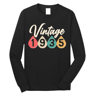 Vintage 1935 90th Birthday Retro Teardrop Design Long Sleeve Shirt