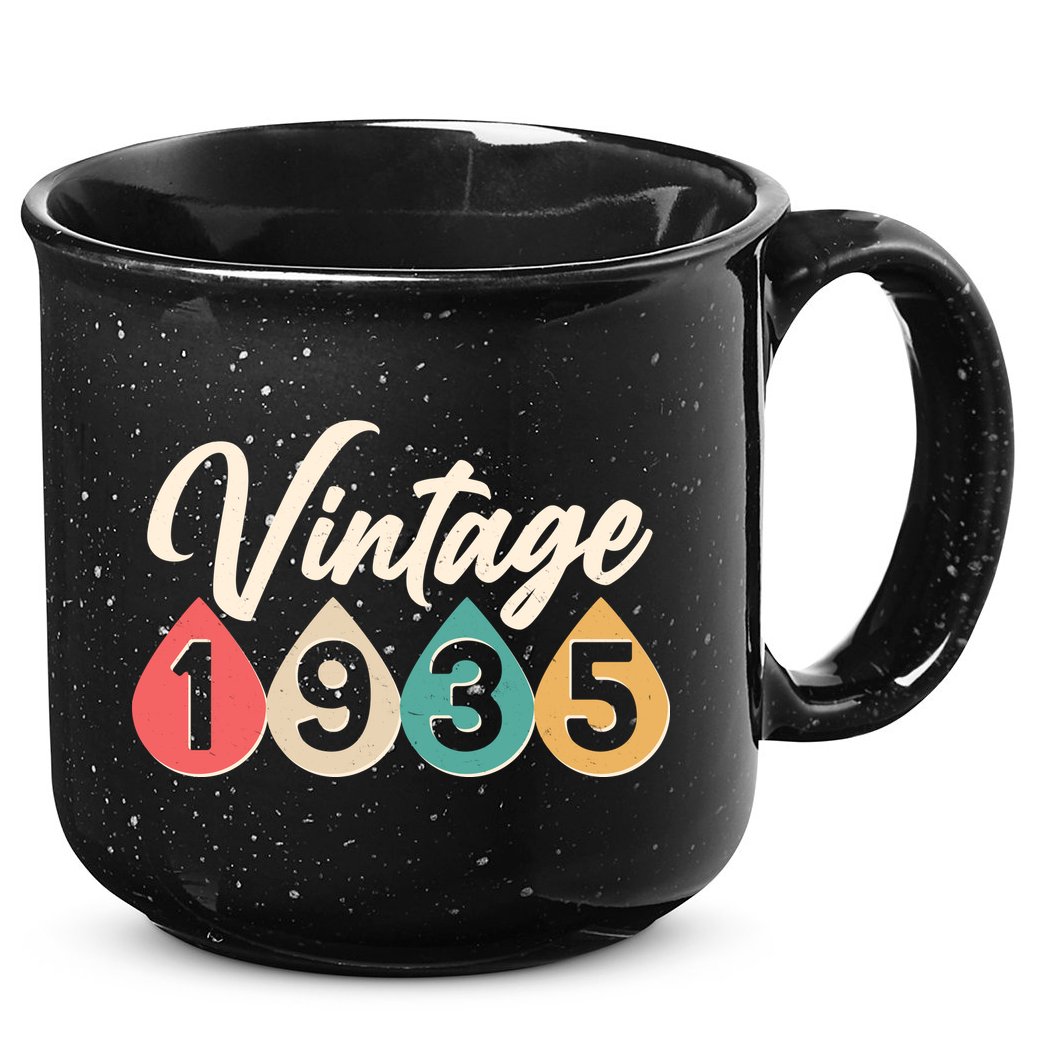 Vintage 1935 90th Birthday Retro Teardrop Design 15oz Campfire Ceramic Mug