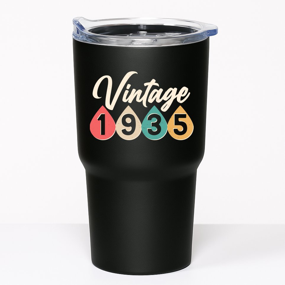Vintage 1935 90th Birthday Retro Teardrop Design Tumbler