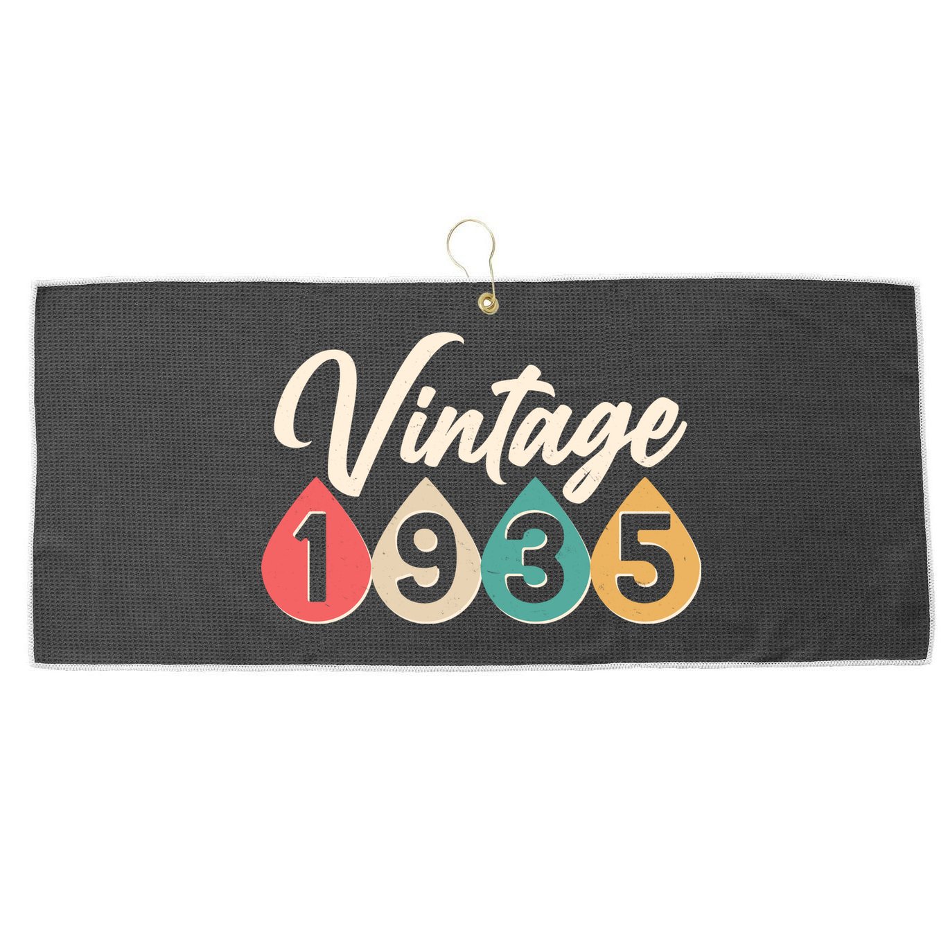 Vintage 1935 90th Birthday Retro Teardrop Design Large Microfiber Waffle Golf Towel