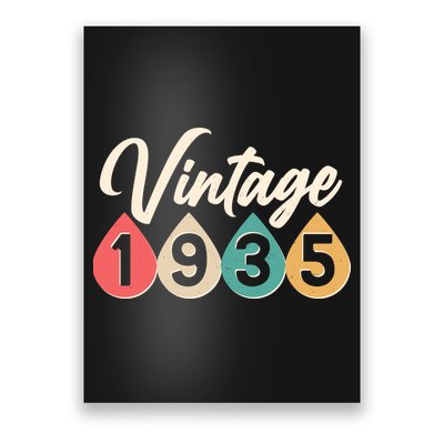 Vintage 1935 90th Birthday Retro Teardrop Design Poster