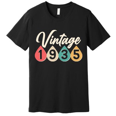 Vintage 1935 90th Birthday Retro Teardrop Design Premium T-Shirt