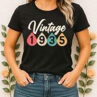 Vintage 1935 90th Birthday Retro Teardrop Design Womens T-Shirt