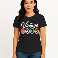 Vintage 1935 90th Birthday Retro Teardrop Design Womens T-Shirt