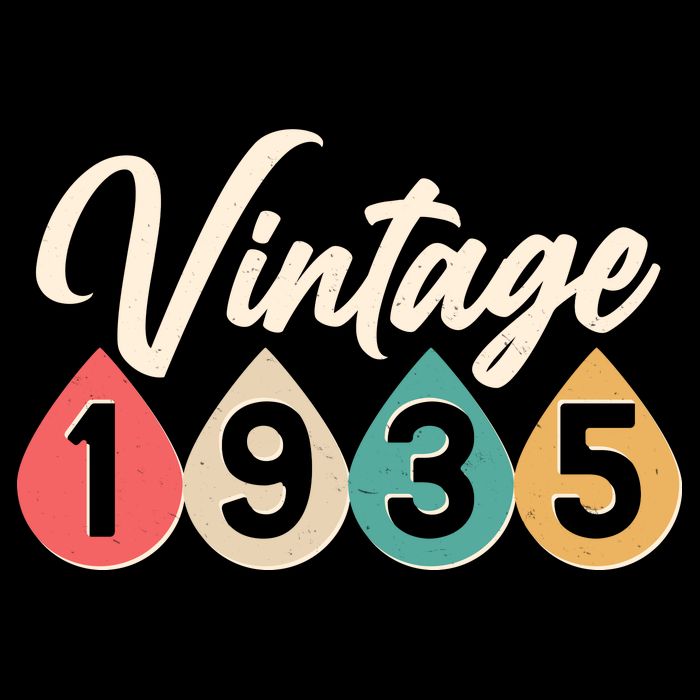 Vintage 1935 90th Birthday Retro Teardrop Design Womens T-Shirt