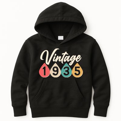 Vintage 1935 90th Birthday Retro Teardrop Design Kids Hoodie