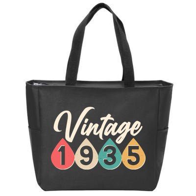 Vintage 1935 90th Birthday Retro Teardrop Design Zip Tote Bag