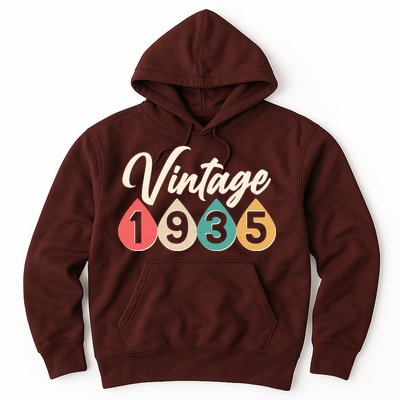 Vintage 1935 90th Birthday Retro Teardrop Design Hoodie
