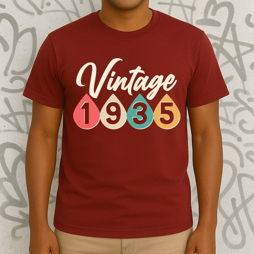 Vintage 1935 90th Birthday Retro Teardrop Design T-Shirt
