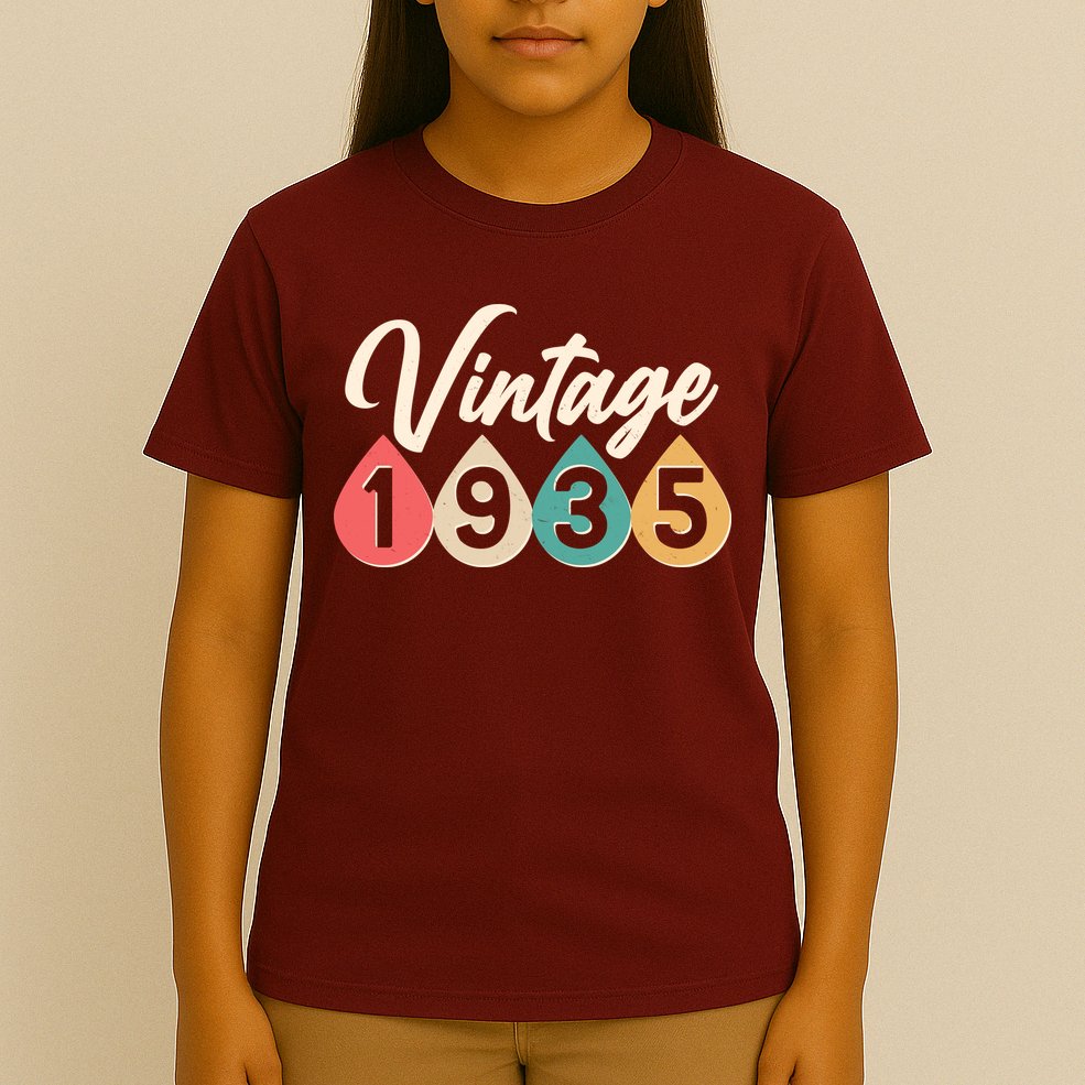 Vintage 1935 90th Birthday Retro Teardrop Design T-Shirt