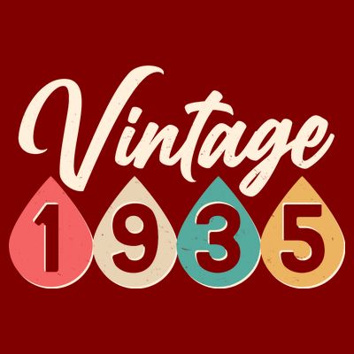 Vintage 1935 90th Birthday Retro Teardrop Design T-Shirt