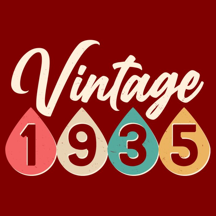Vintage 1935 90th Birthday Retro Teardrop Design T-Shirt