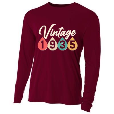Vintage 1935 90th Birthday Retro Teardrop Design Cooling Performance Long Sleeve Crew