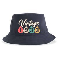 Vintage 1933 90th Birthday Retro Teardrop Design Sustainable Bucket Hat