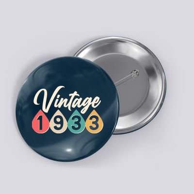 Vintage 1933 90th Birthday Retro Teardrop Design Button