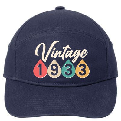 Vintage 1933 90th Birthday Retro Teardrop Design 7-Panel Snapback Hat