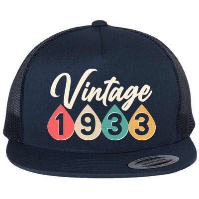 Vintage 1933 90th Birthday Retro Teardrop Design Flatbill Hat