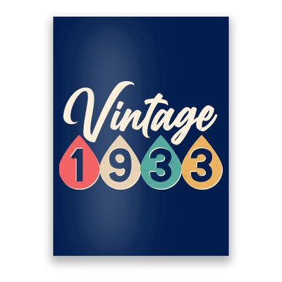 Vintage 1933 90th Birthday Retro Teardrop Design Poster