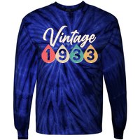 Vintage 1933 90th Birthday Retro Teardrop Design Tie-Dye Long Sleeve Shirt