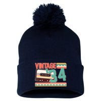 Vintage 1934 90th Birthday Cassette Tape Pom Pom 12in Knit Beanie