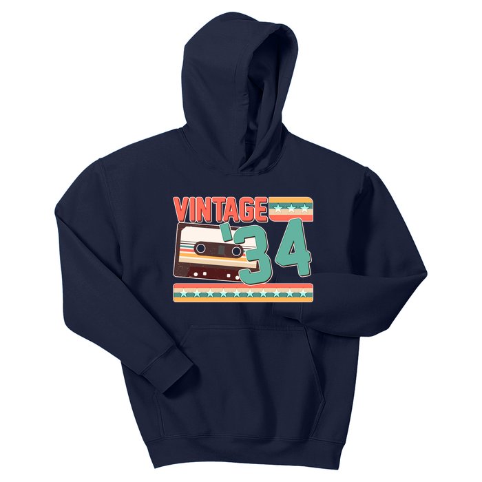 Vintage 1934 90th Birthday Cassette Tape Kids Hoodie