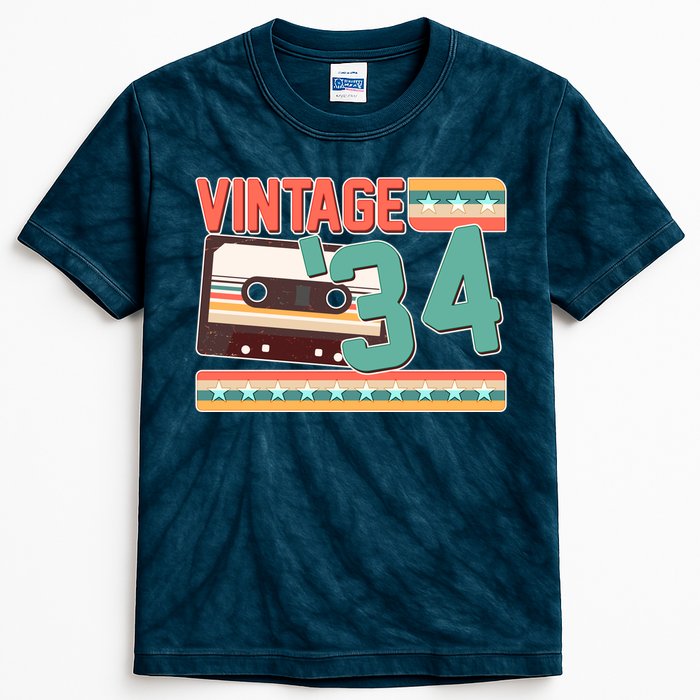 Vintage 1934 90th Birthday Cassette Tape Kids Tie-Dye T-Shirt